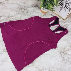 Athleta Energy Tank Top Womens Size M Purple Built in Bra Zip Pocket